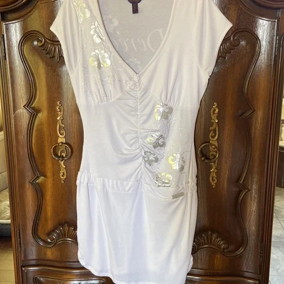 Beautiful drop waist sheer white dress in size L - Picture 10 of 12
